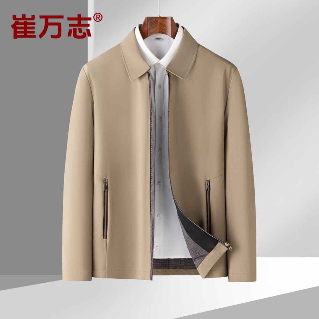 【行政夹克】崔万志男士高档翻领夹克衫秋季新款休闲时尚外套 25601