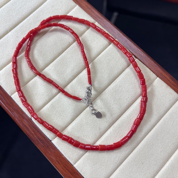 沙丁珊瑚随形直切项链2号【国检证书】