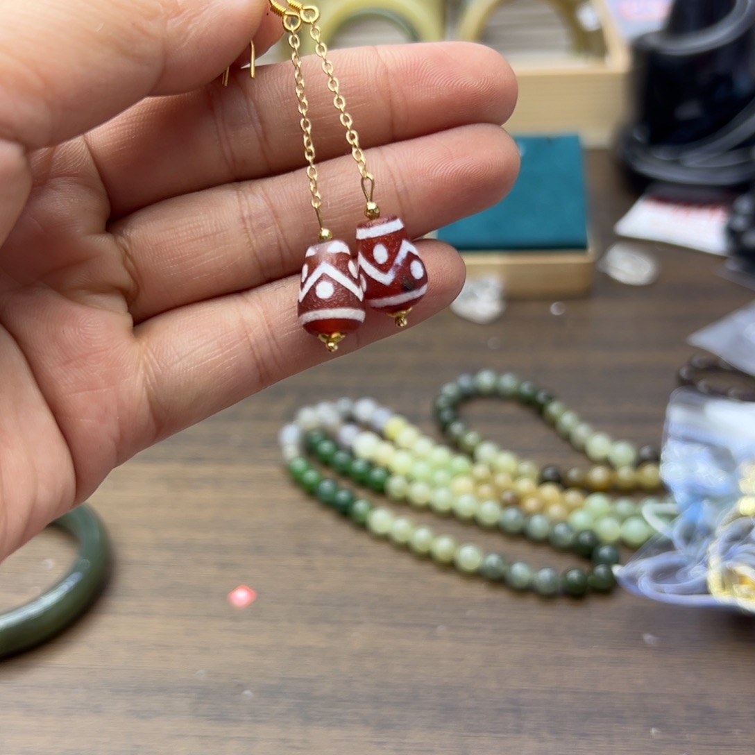 玛瑙/玉髓未镶嵌耳钉532