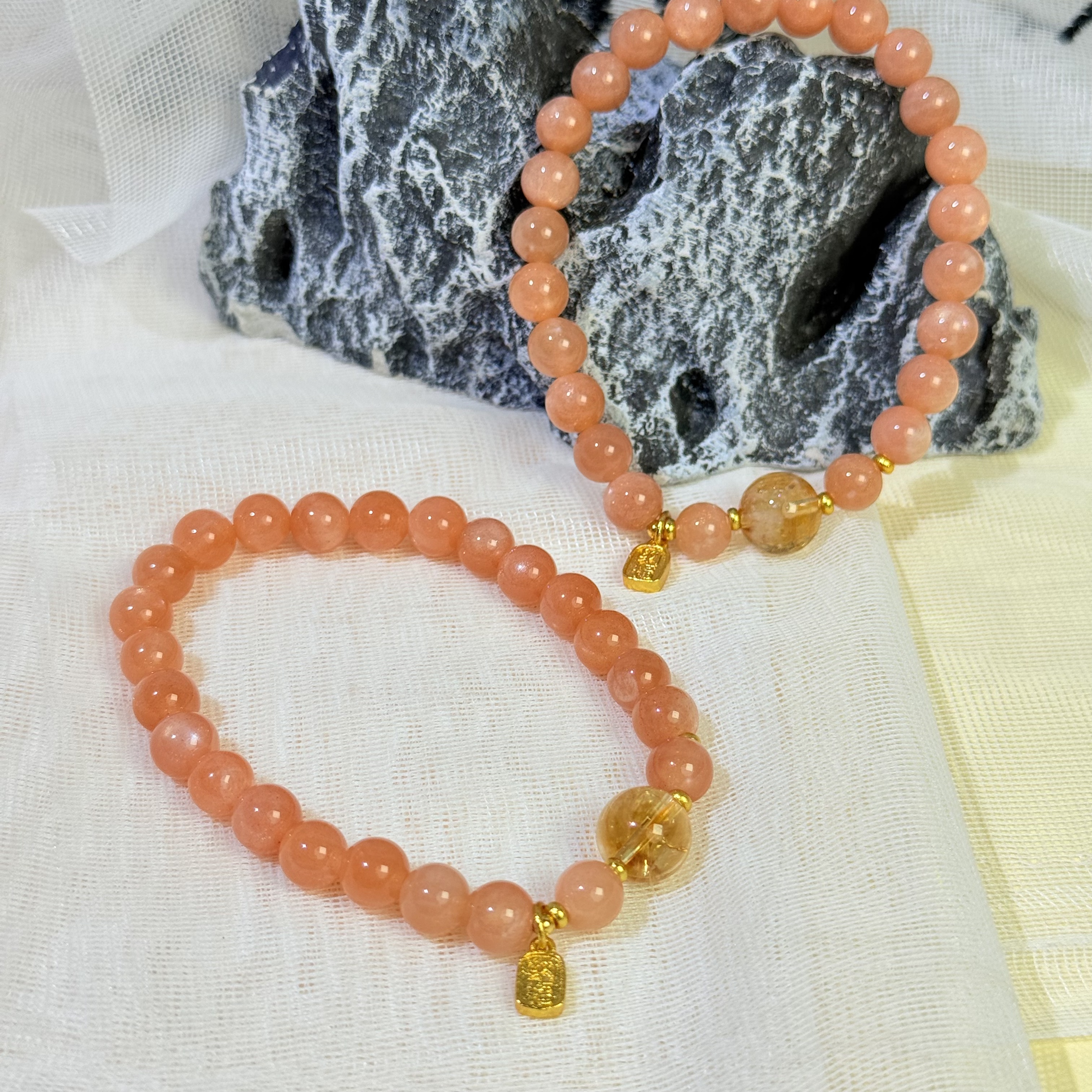 【332 金辉弥漫】太阳石黄塔晶7-10mm手串面小仙多样性发其一