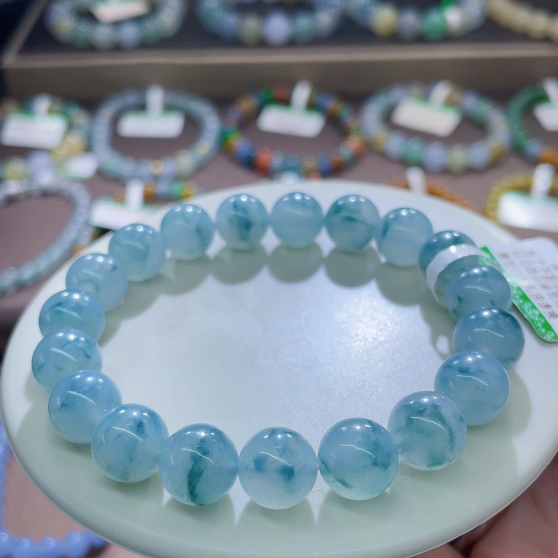 未镶嵌手链翡翠果冻胶蓝飘花