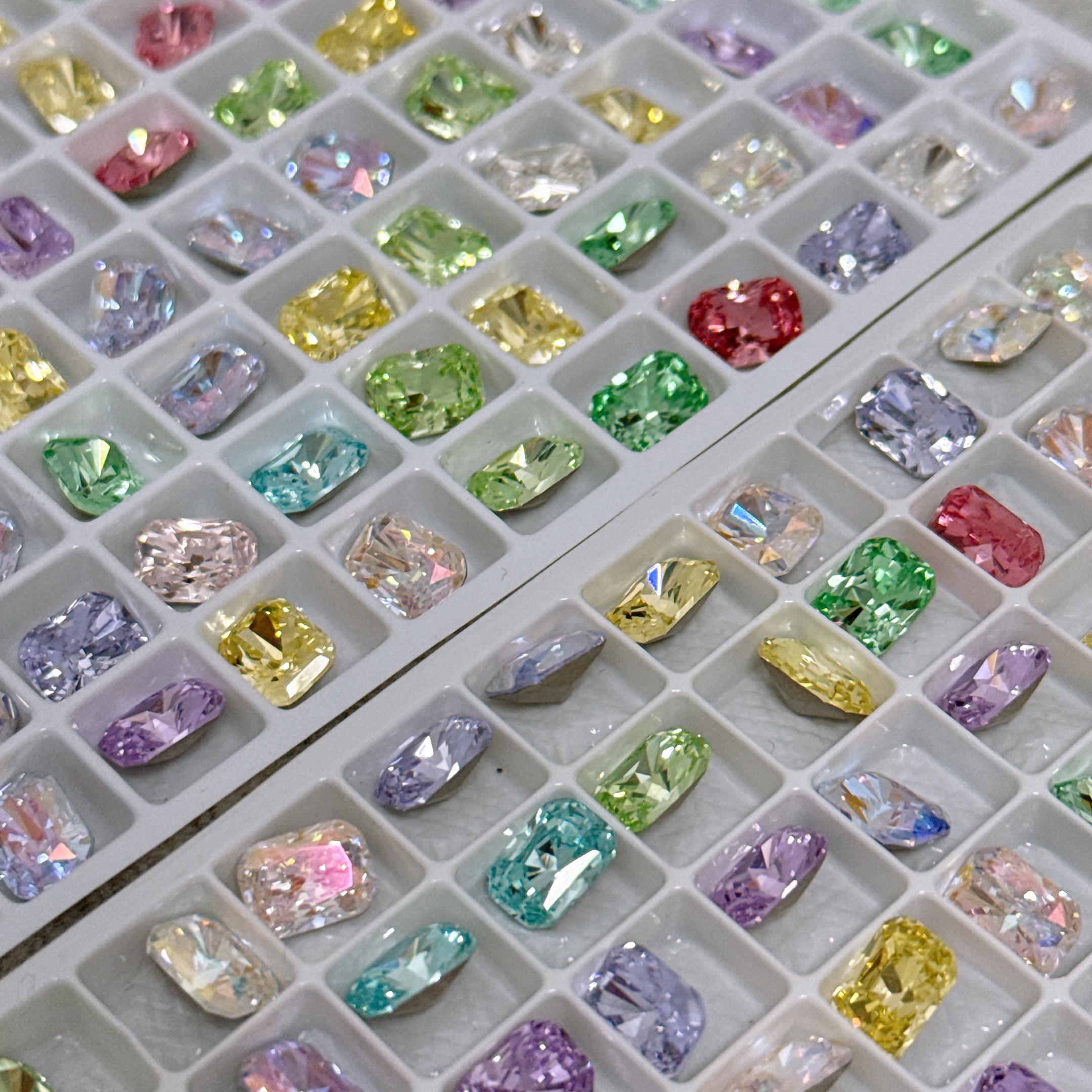 彩宝切6*8镀底小八角 特彩水晶料精品美甲钻DIY
