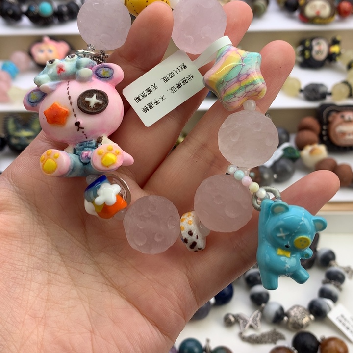 a***n非金属粉色小熊手串