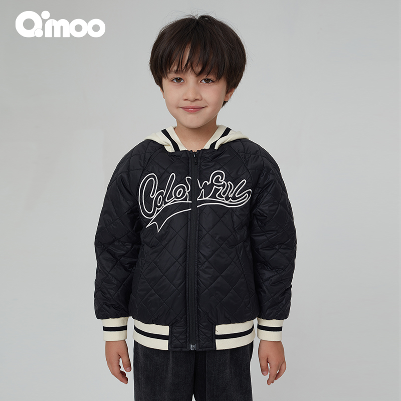 秋新款男女童时尚休闲运动保暖连帽外套棉服QCL1OP147A