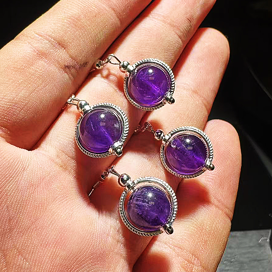 SJ766 乌拉圭紫水晶随型耳钩-多样性发其一