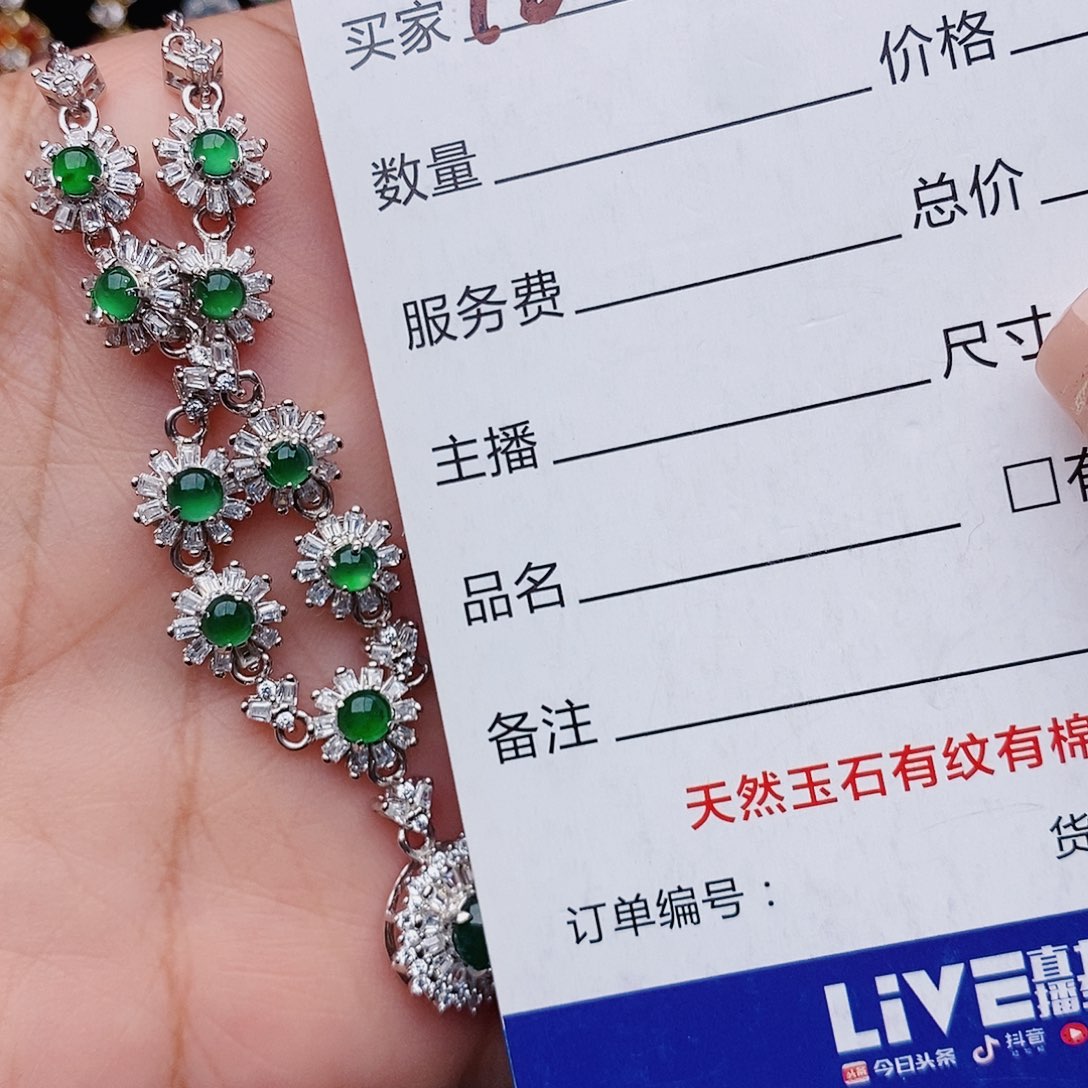 翡翠戒指银S925镶嵌老***妞吊坠
