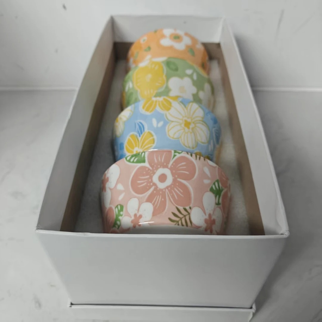 易清洗田园风大众碗家用瓷碗 颜色规格随机 DJ