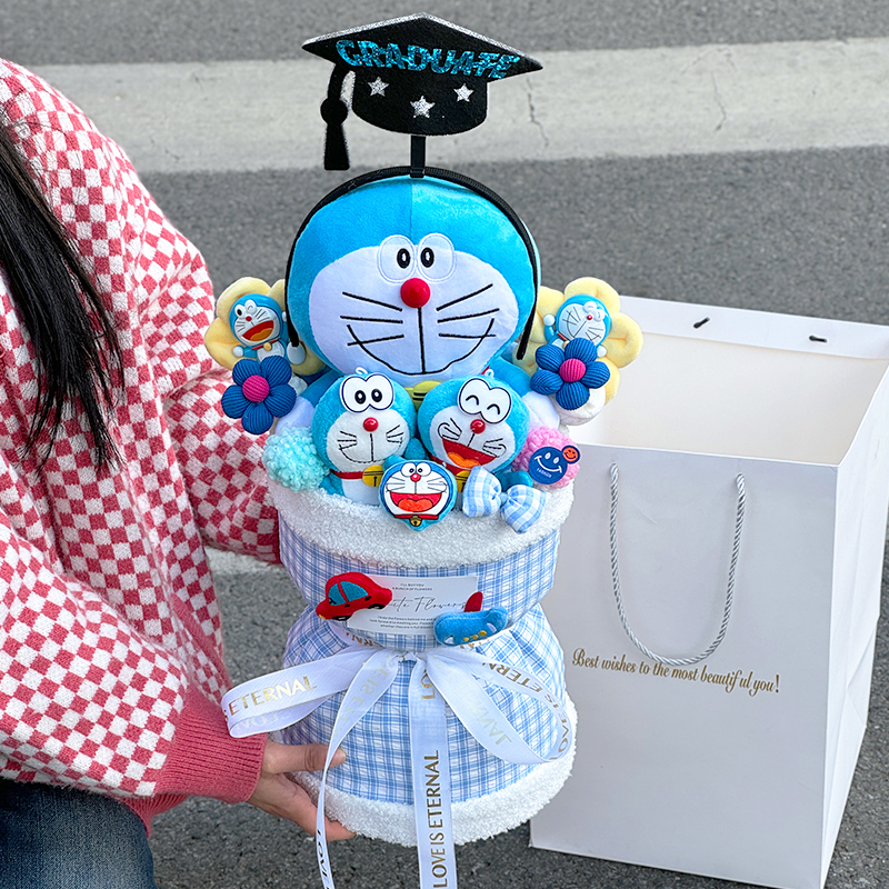 毕业玩偶花束叮当猫哆啦A梦卡通花ins创意生日礼物送男生女生儿童