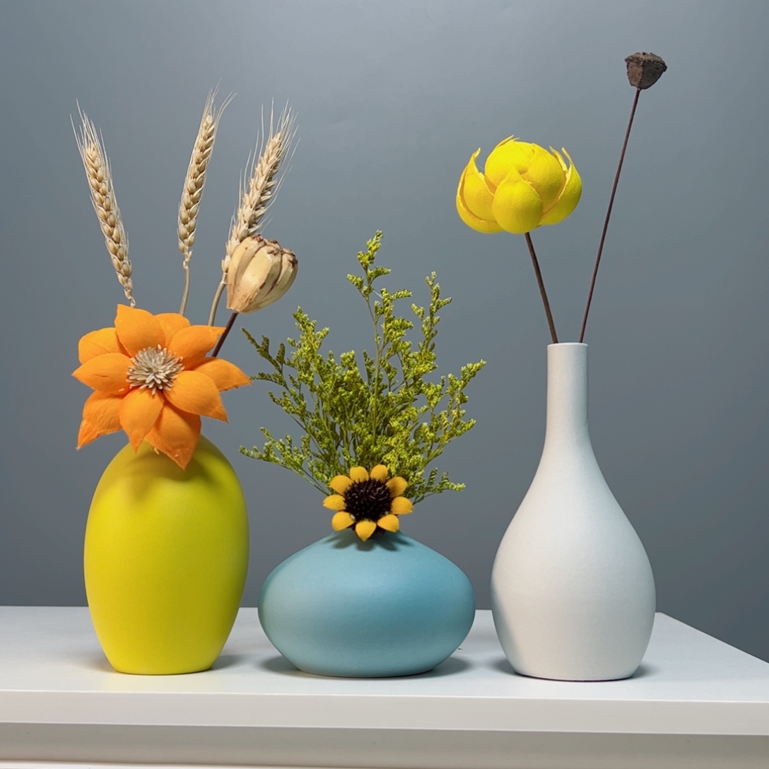 摆件景德镇手作陶瓷花瓶摆件无孔