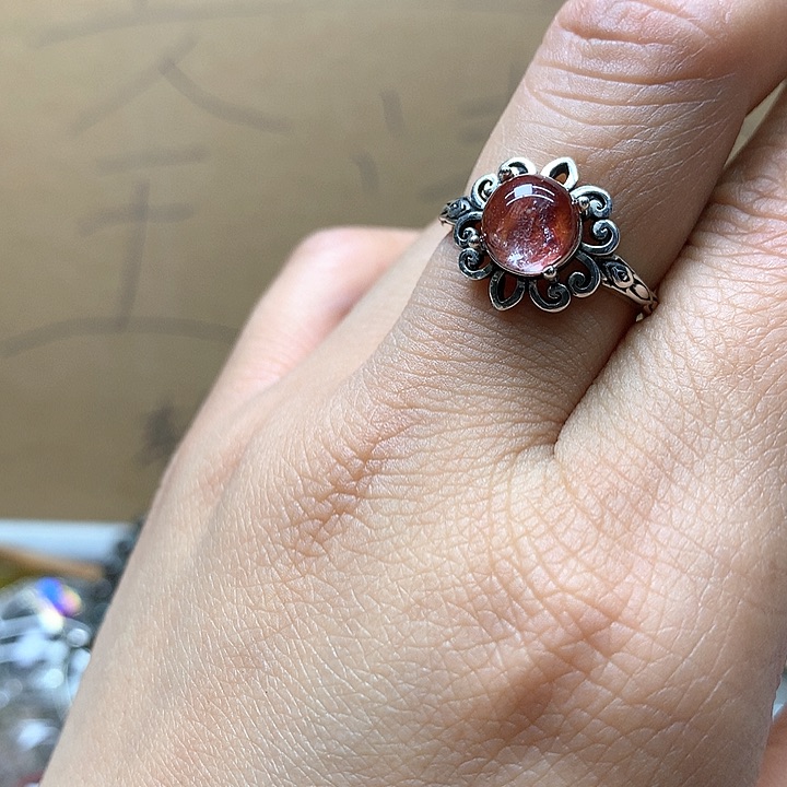 水晶水晶戒指银S925镶嵌