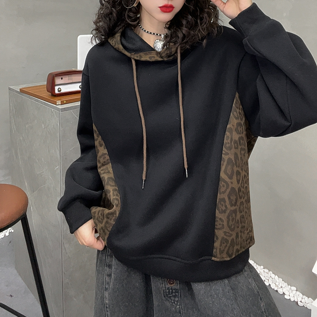 18395新款秋冬加绒休闲减龄宽松显瘦连帽卫衣