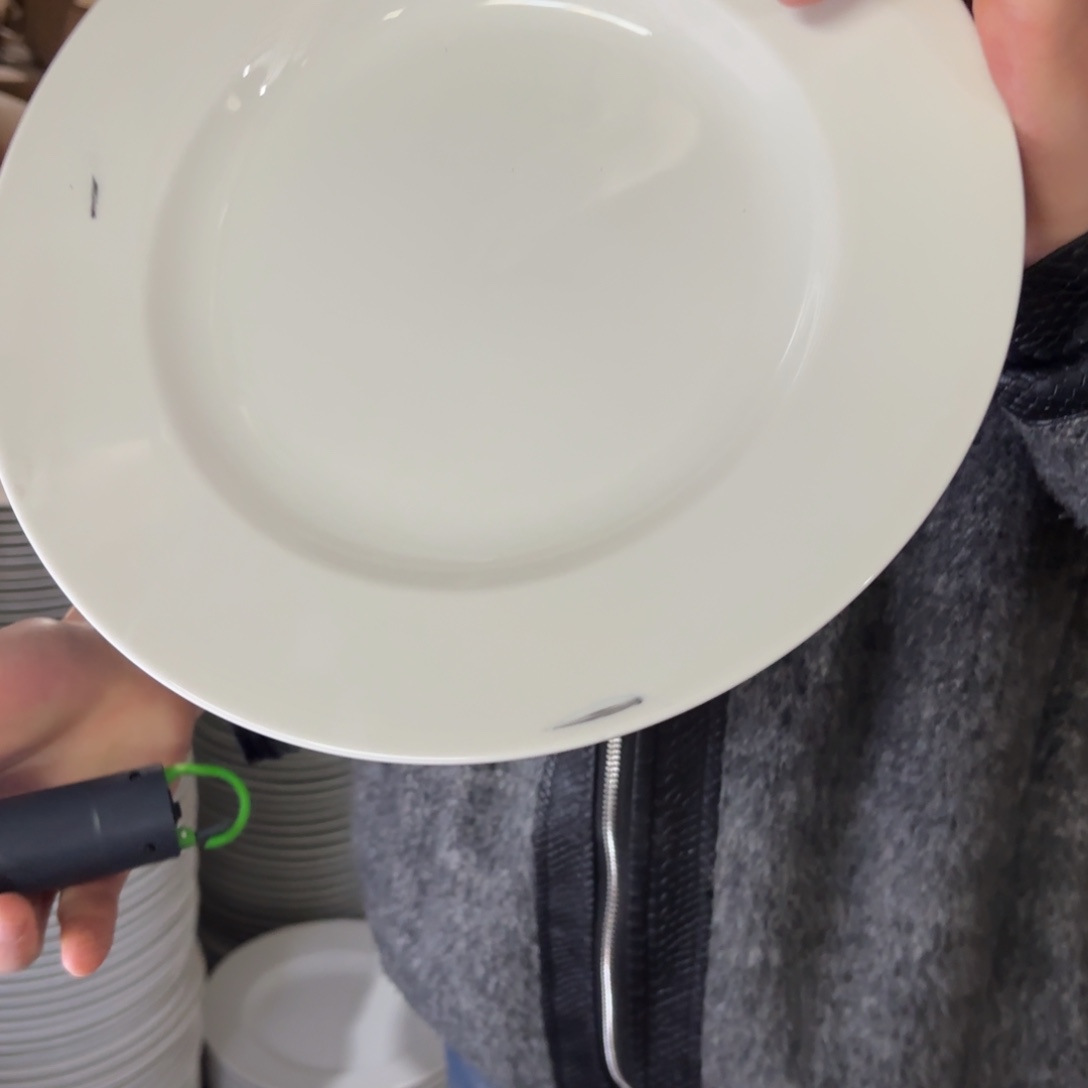 瓷10英寸高白泥炒菜炒菜盘2只微瑕