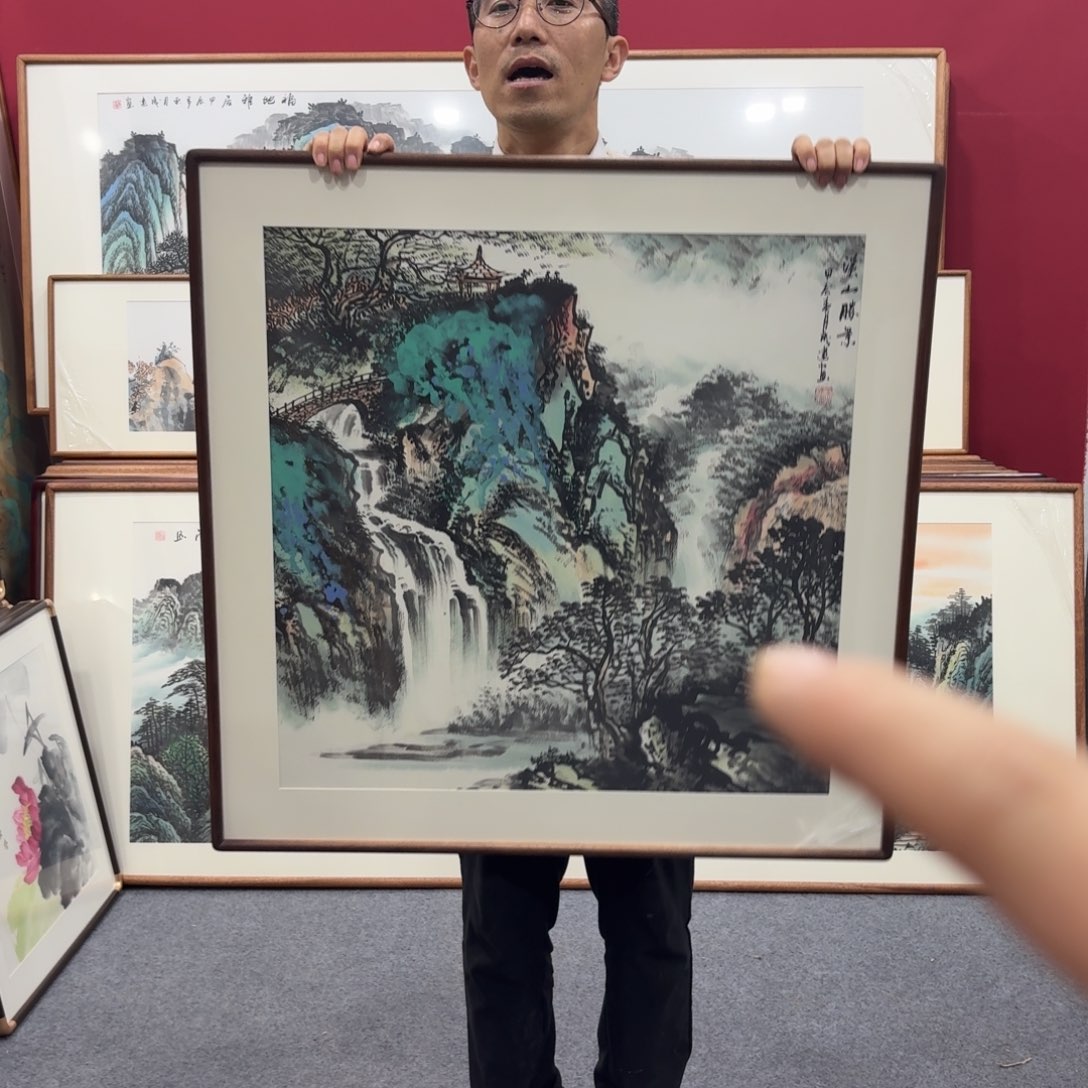 国画带框绘画80/80尺寸