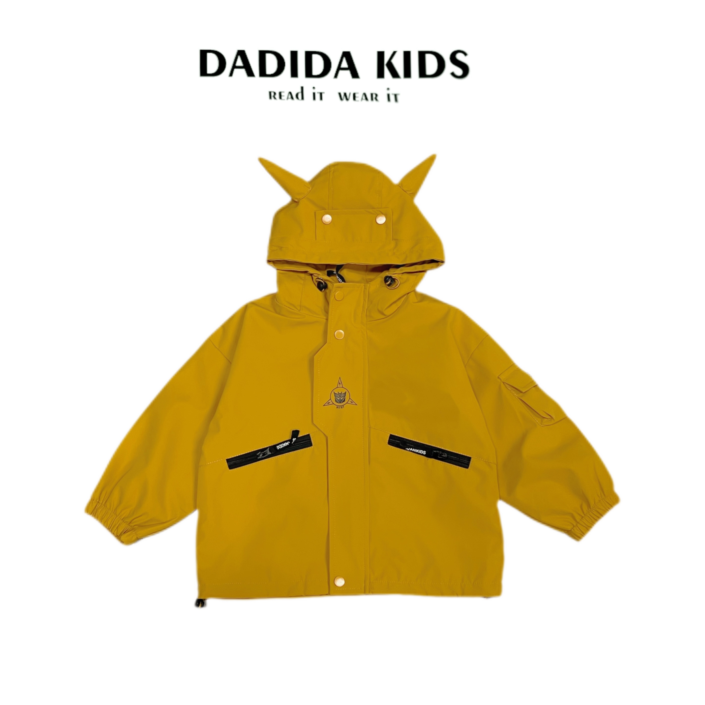 dadida/嗒嘀嗒冬季机甲风男童时尚拼接休闲加绒外套504200095