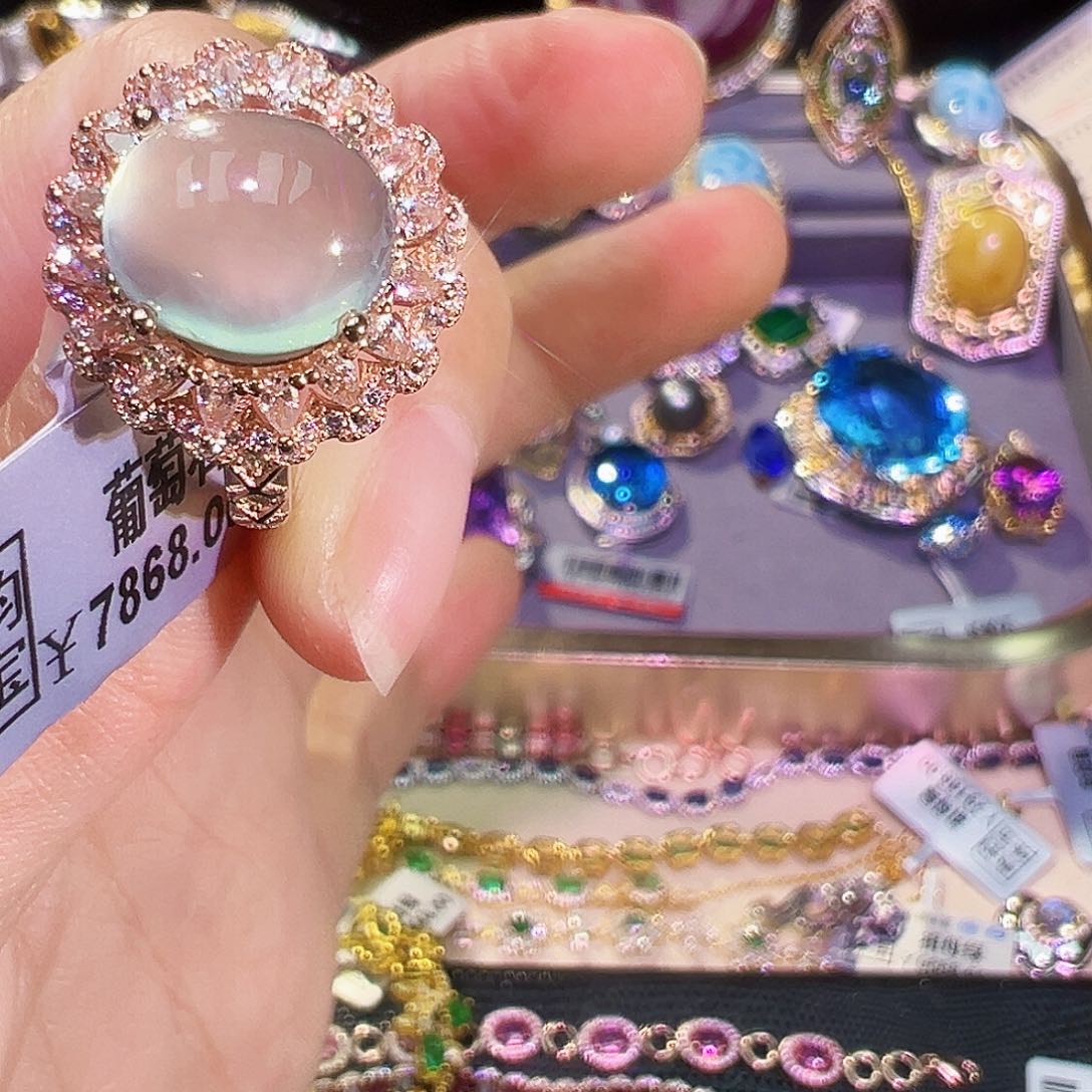 银S925镶嵌葡萄石珠宝半成品