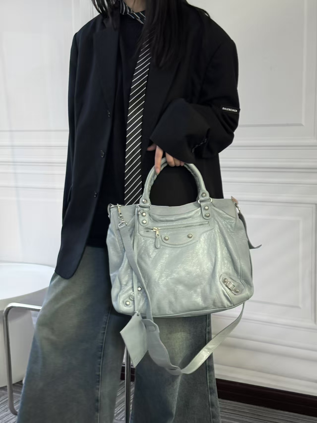 95新 Balenciaga/巴黎世家 CS5623/巴黎世家 婴儿蓝机车
