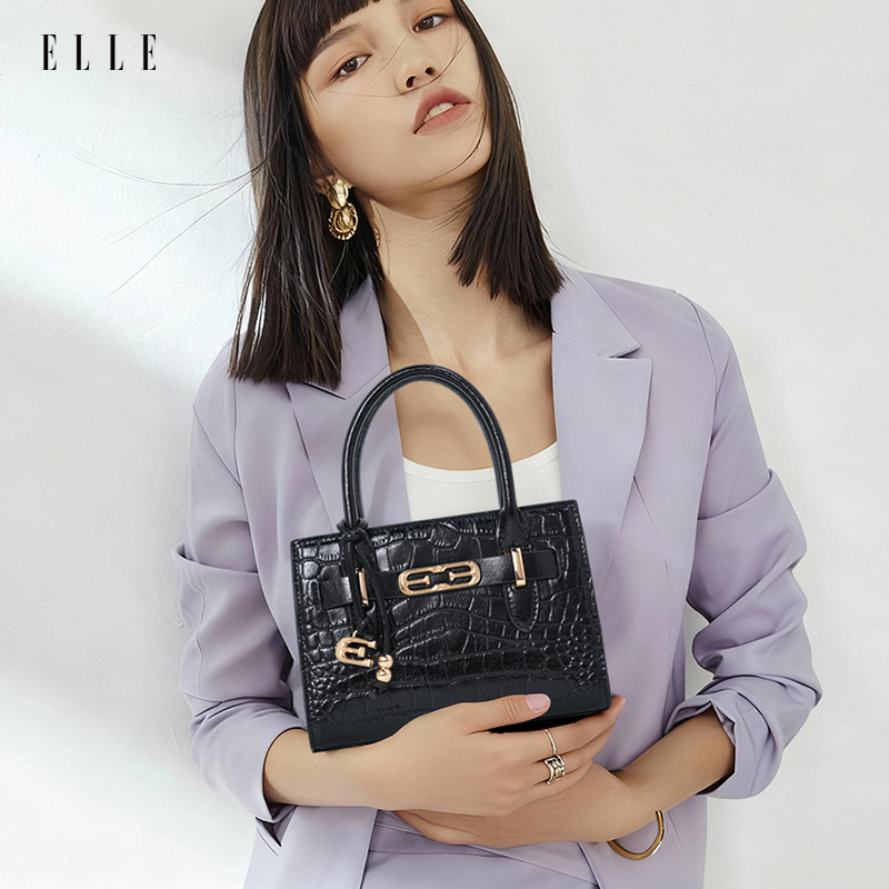 ELLE26新款秋季限定鳄鱼压纹系列手提包手提斜挎包包轻奢46550W