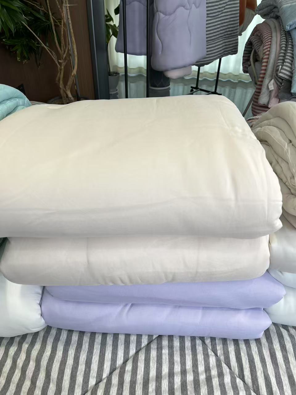 外贸高品尾货可机洗凉感被子免套被套针织纯色简约幼儿床品棉被