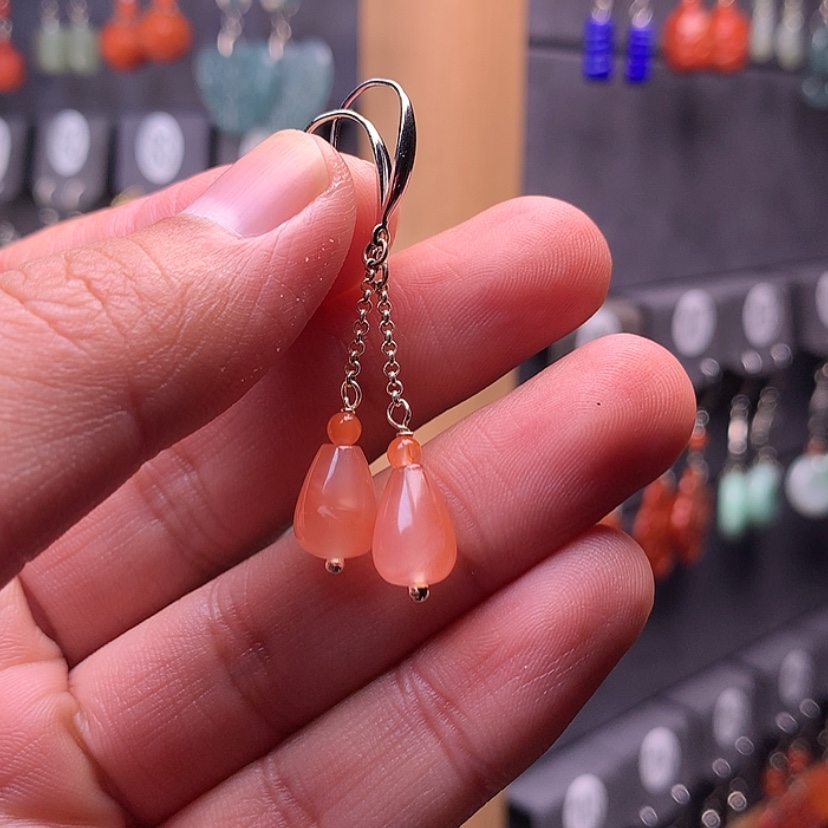 【闪购商品】南红玛瑙耳饰银S925镶嵌