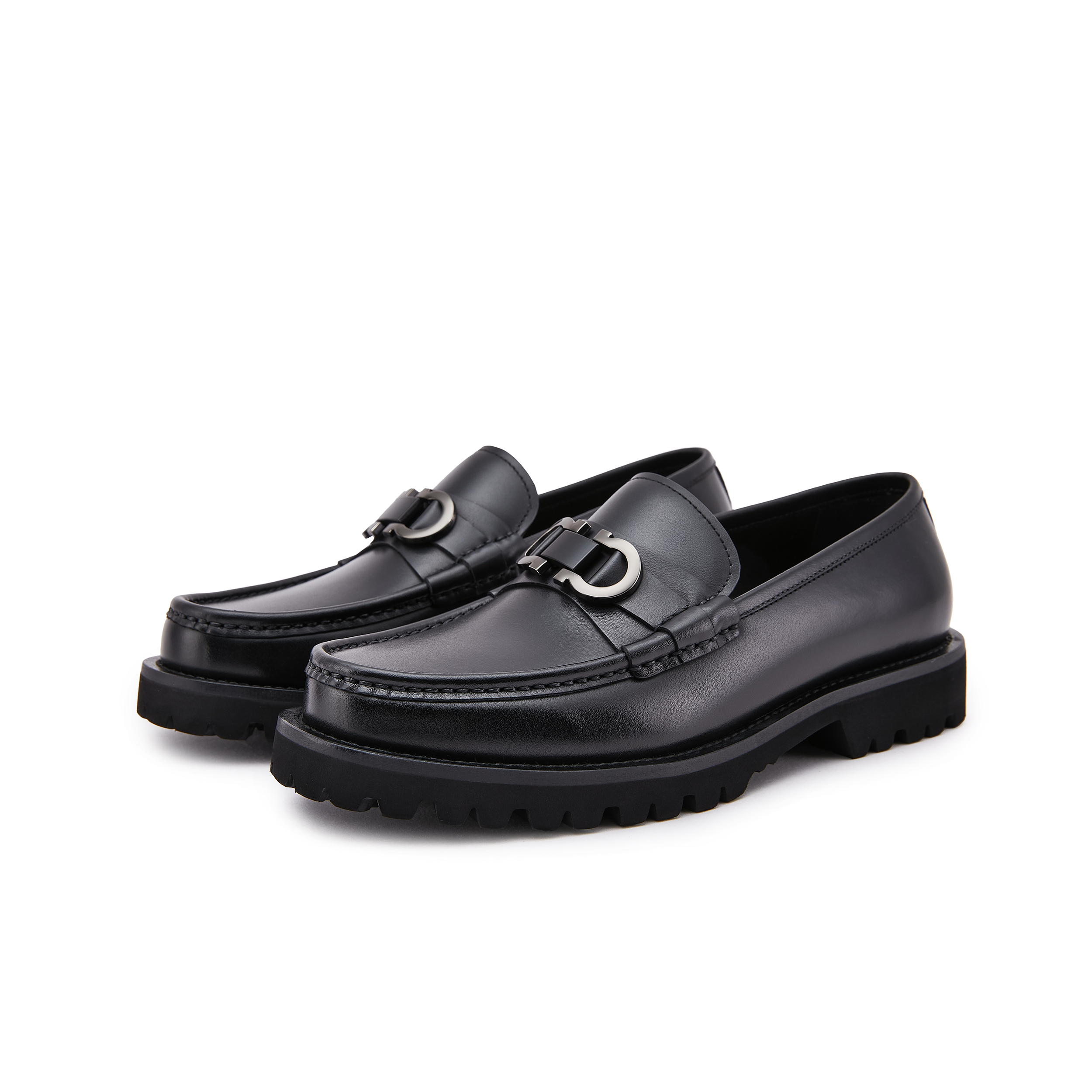 休闲乐福鞋套筒百搭一脚蹬休闲鞋金属时尚皮鞋乐福鞋男鞋