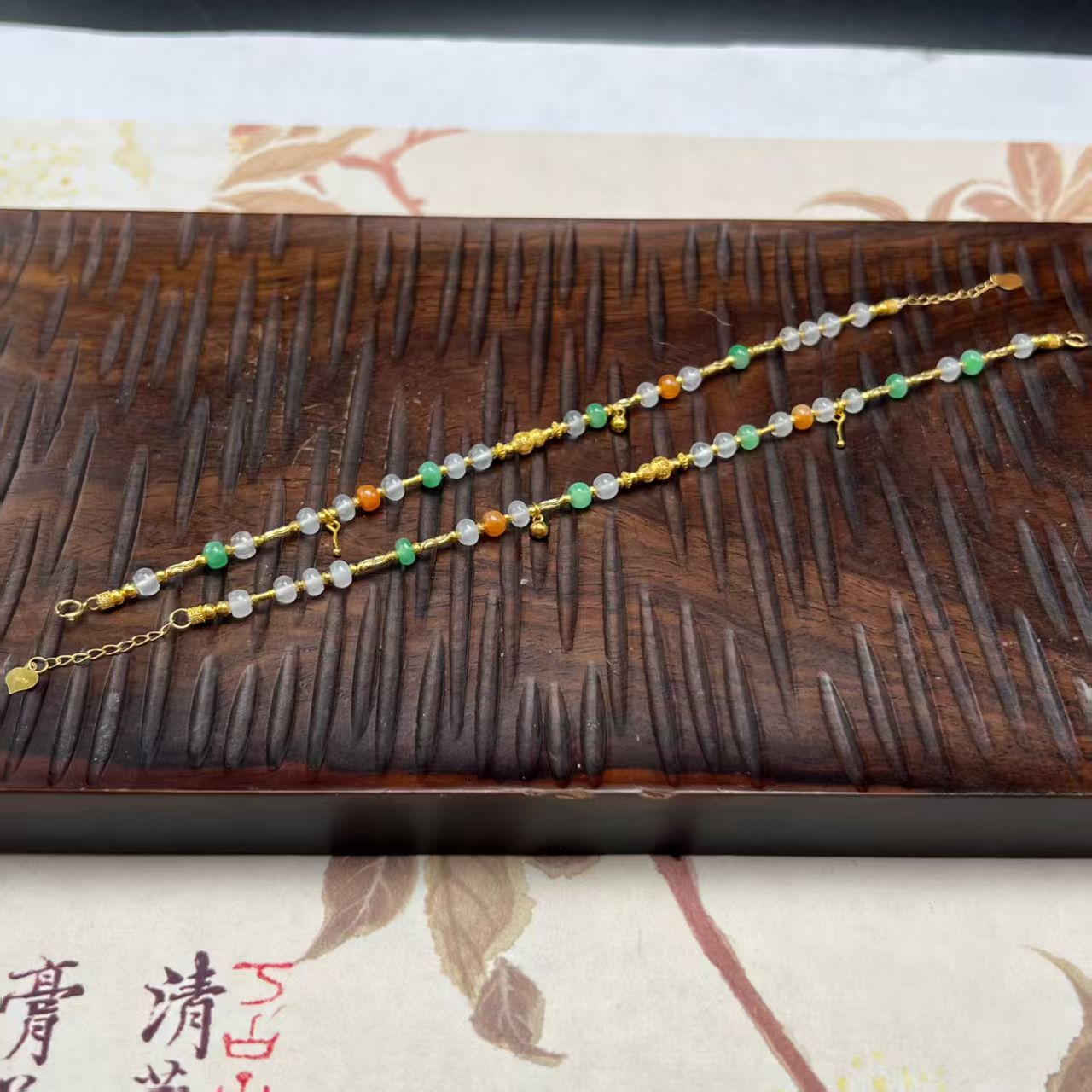 【北野珠宝】18K金天然翡翠A货多宝手链-B239H-3多样性发一4mm