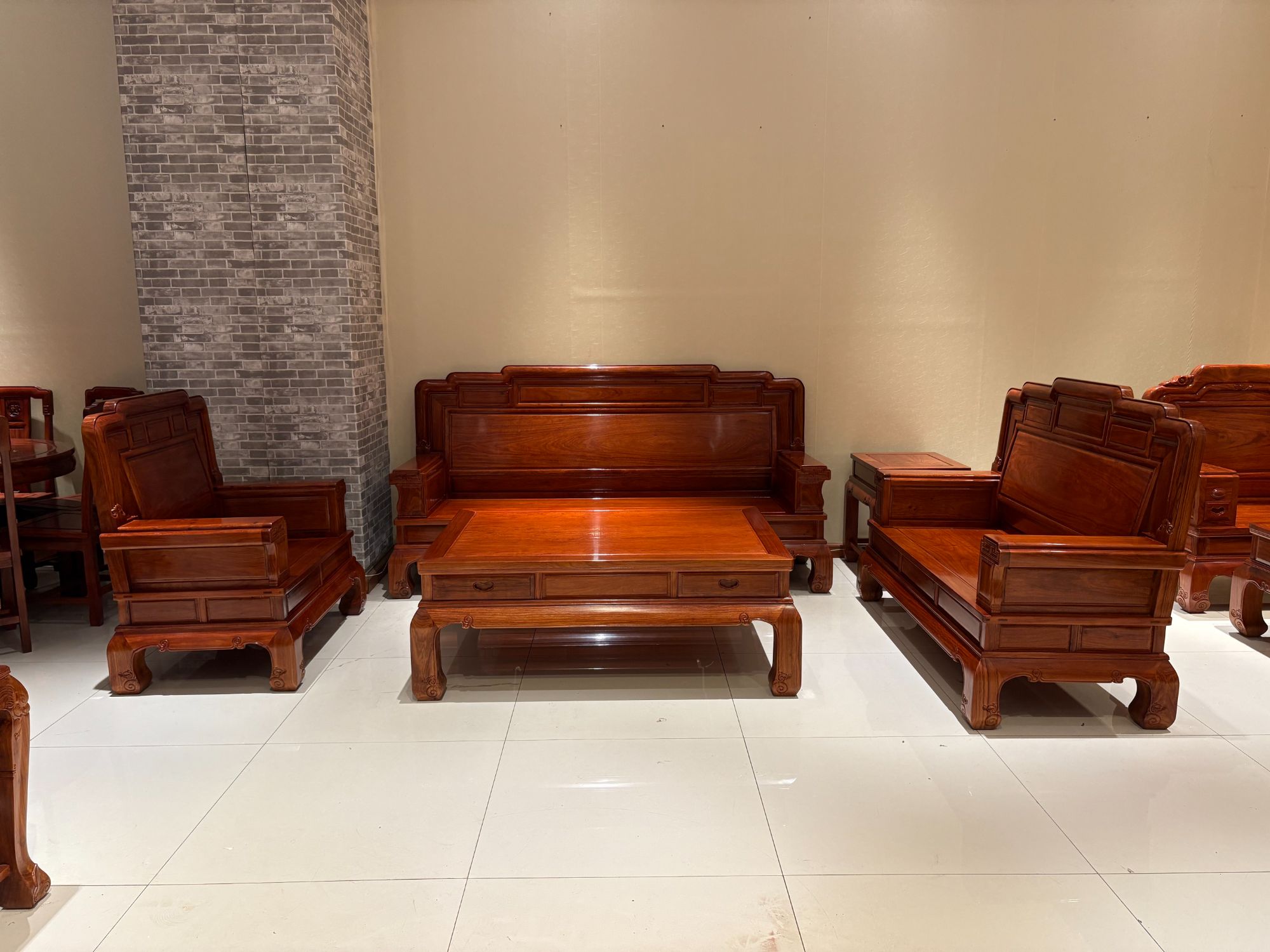 （1+2+3九件套）刺/猬/Z/T/新款国色天香沙发红木沙发（占地3.8x2.6）