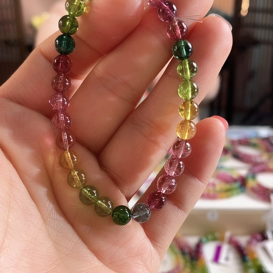 碧玺手链未镶嵌G2376素圈颜色微差