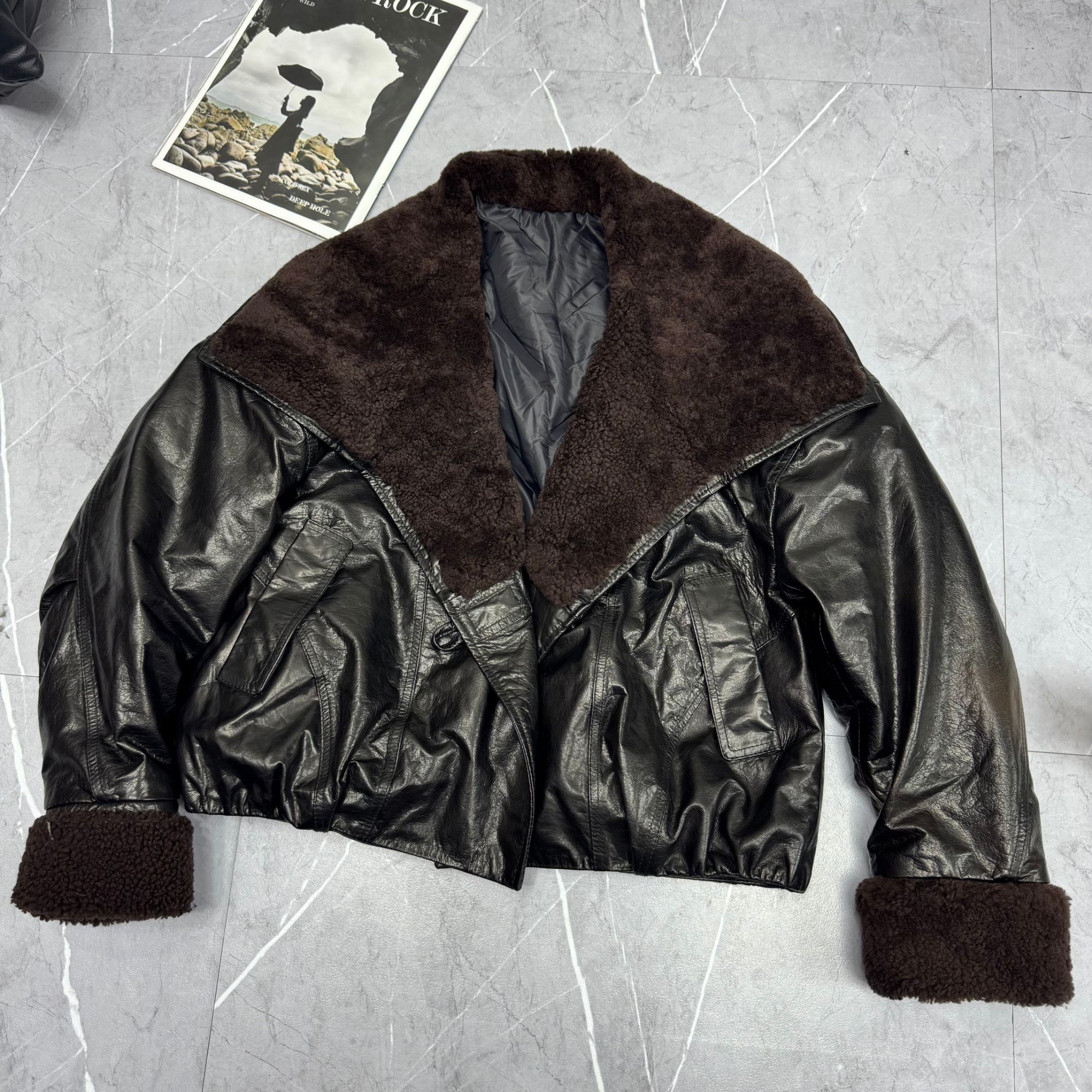 「Darley推荐」“冬日赫本”｜小牛皮｜海宁潮流时尚羊毛领鹅绒皮衣外套