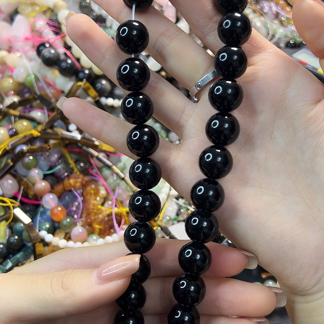 玛瑙/玉髓合金珠宝半成品黑玛瑙卡14一条