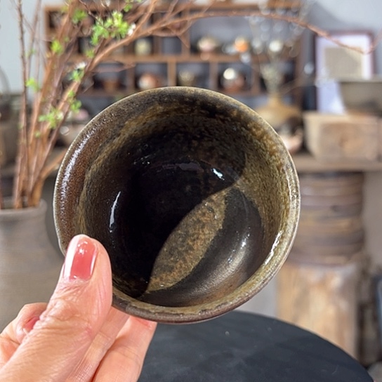 #柴烧裸烧青铜铁锈落灰茶杯