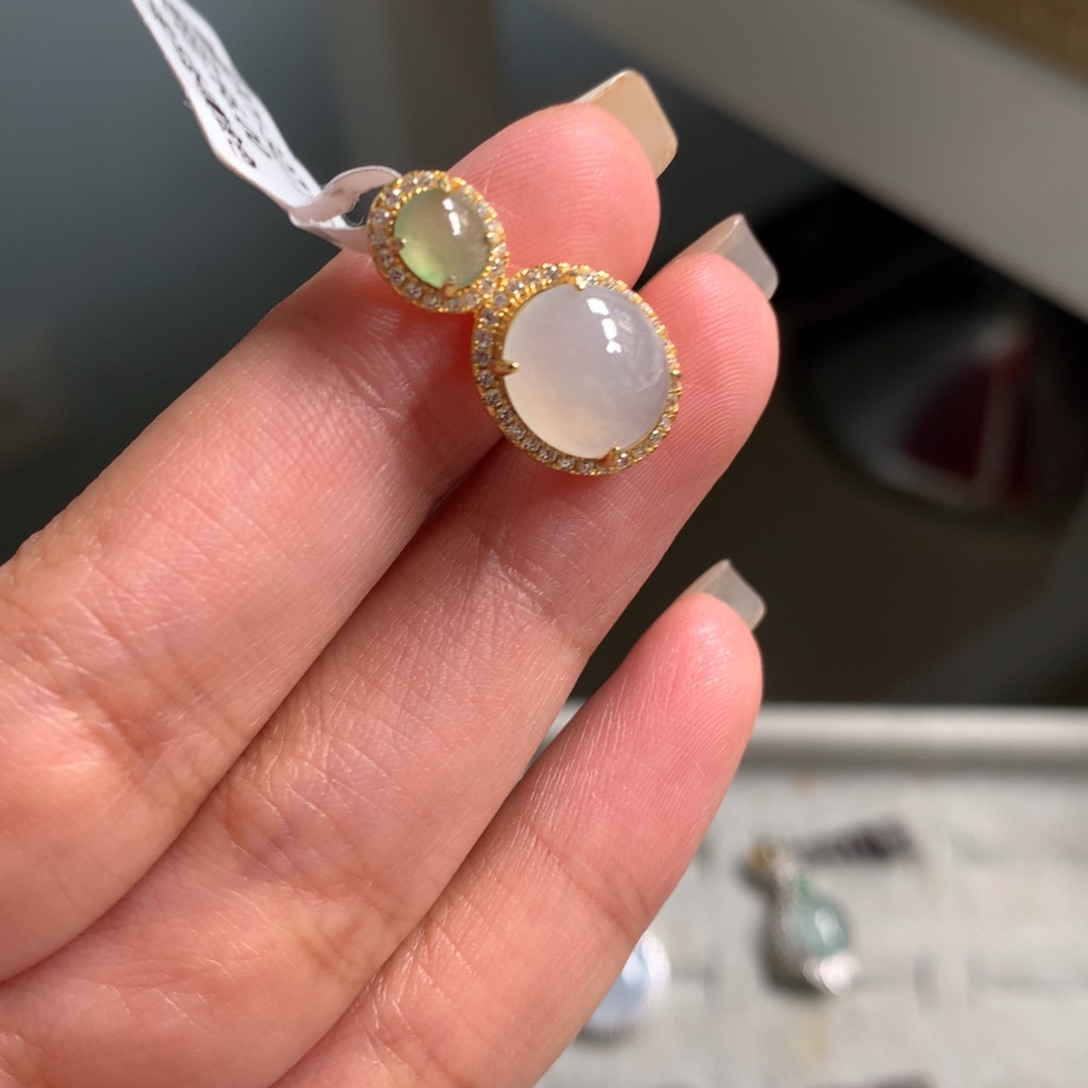 翡翠银S925镶嵌戒指吊坠