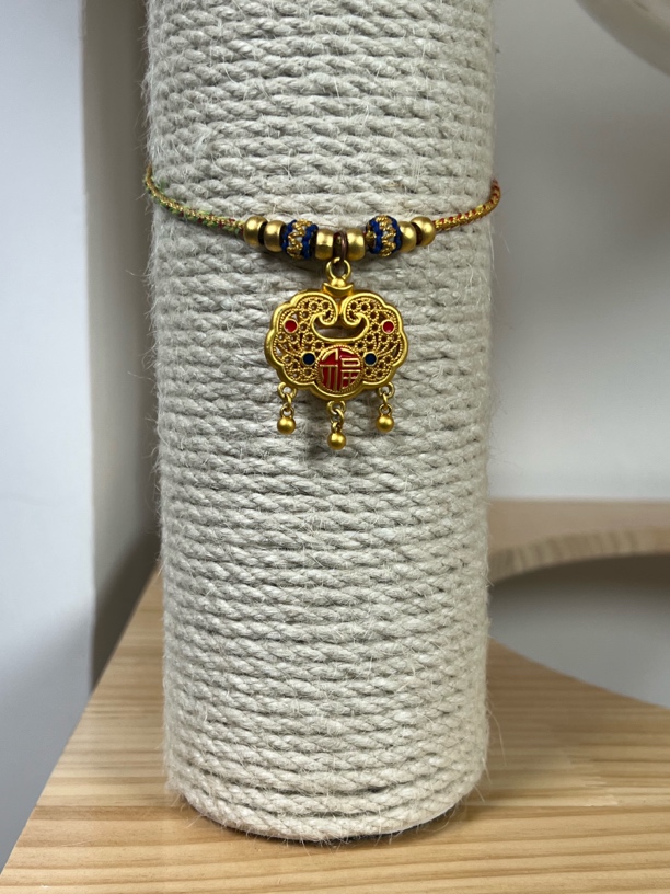 宠物猫猫发财招福铃铛珍珠长命锁项圈项链可爱