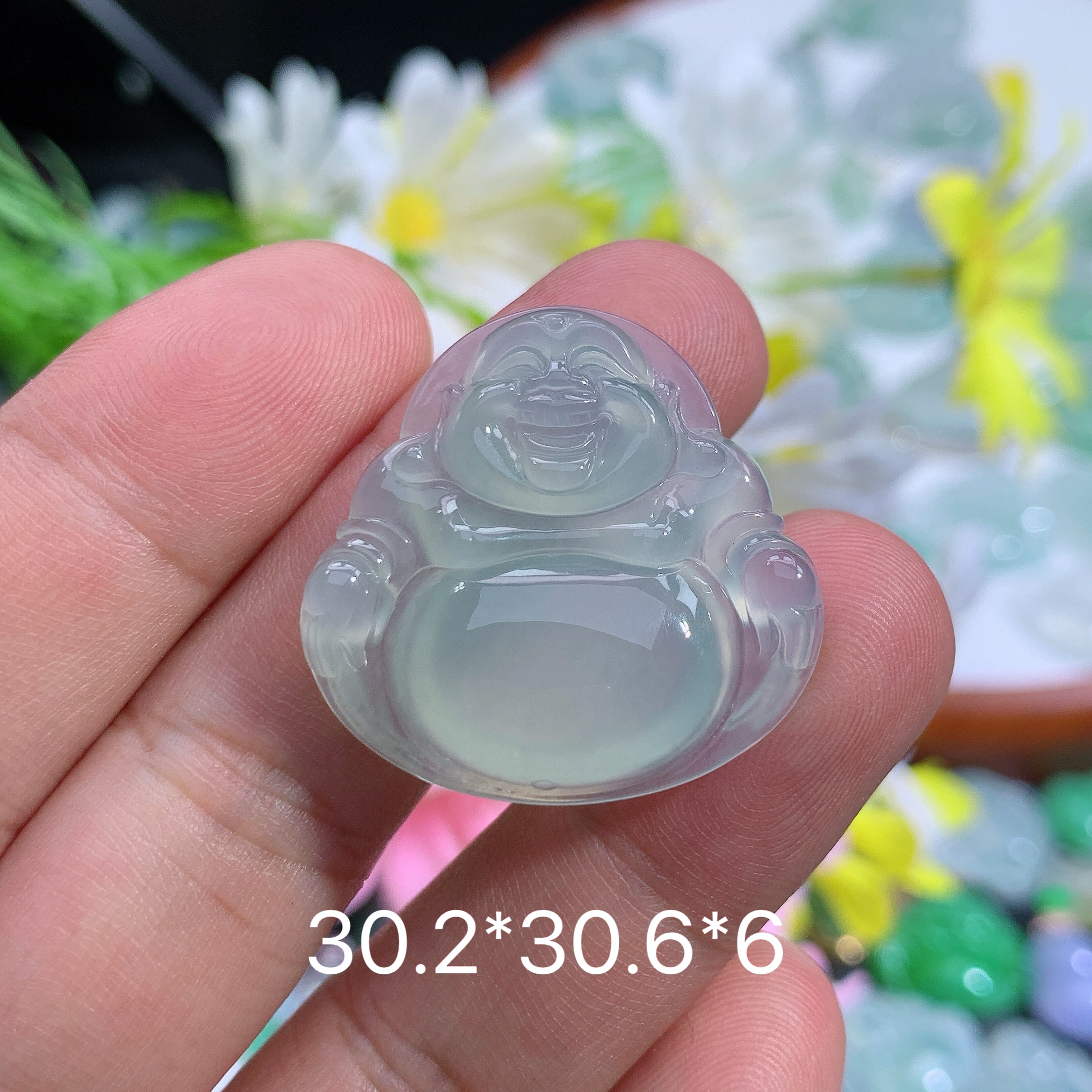 缅甸天然翡翠A货冰种晴底佛公吊坠o气质百搭精致雕刻礼物轻奢妈妈