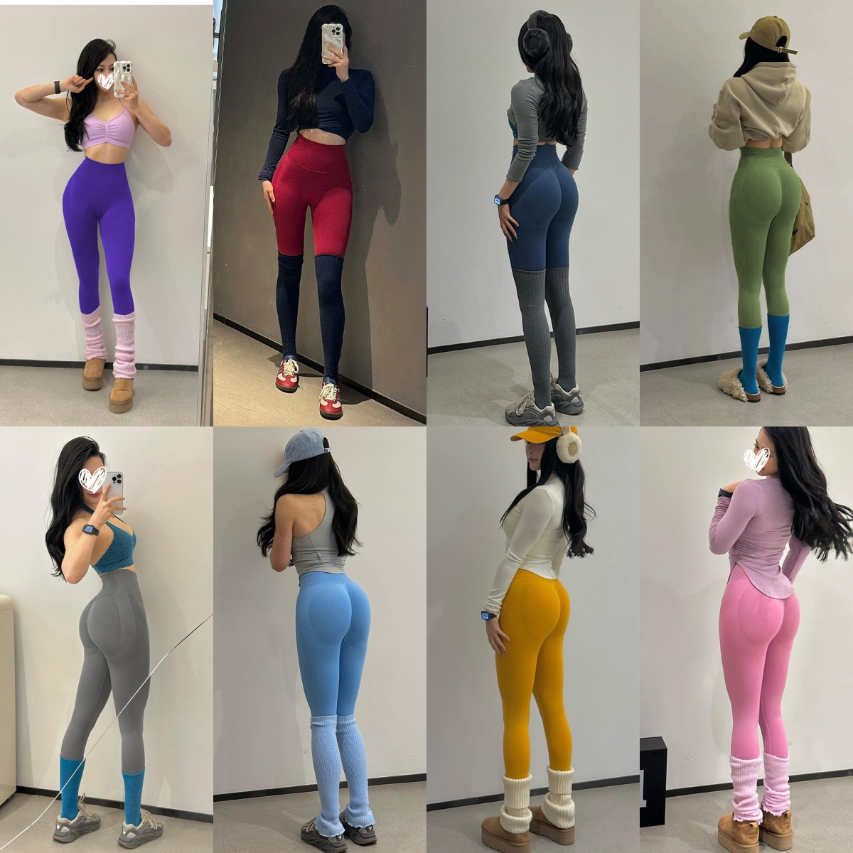 【臀王】网红瑜伽运动健身裤收腹高腰弹力跑步外穿紧身无缝蜜桃裤