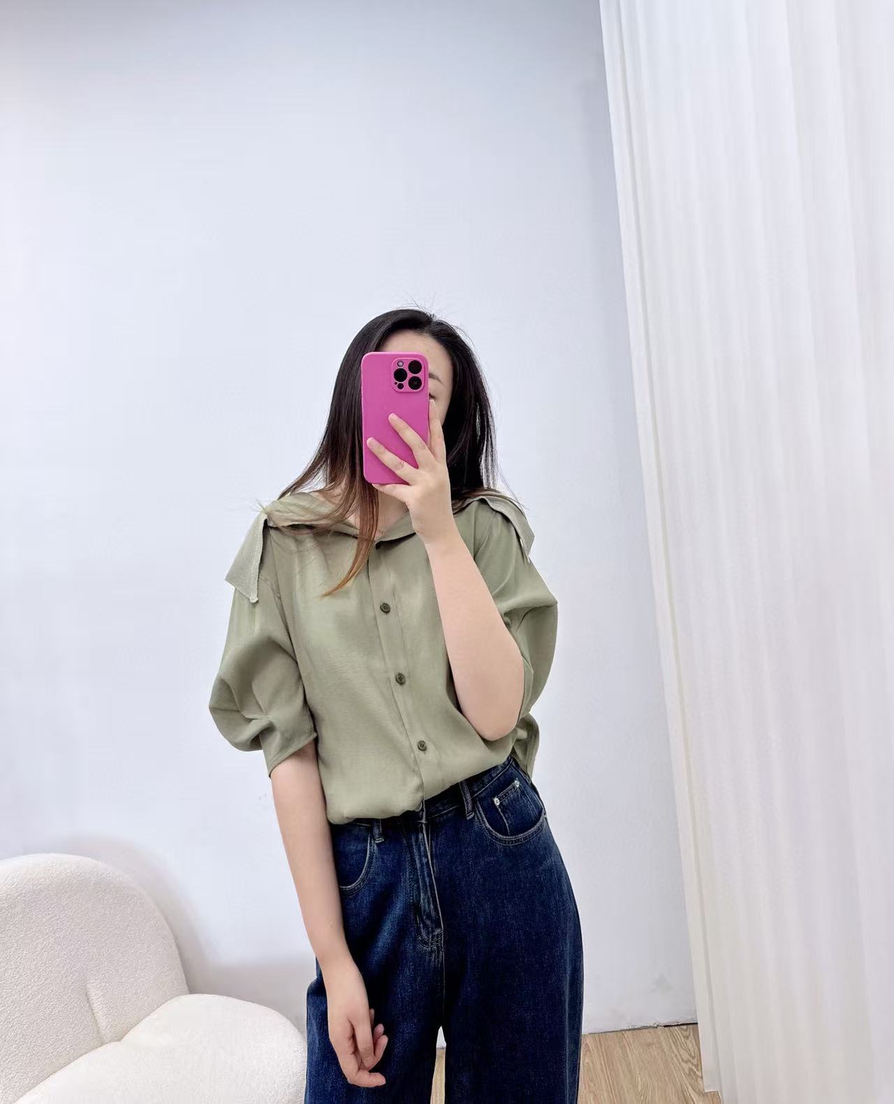 闪闪兒 25夏季新款灯笼袖简约休闲衬衫女士2226