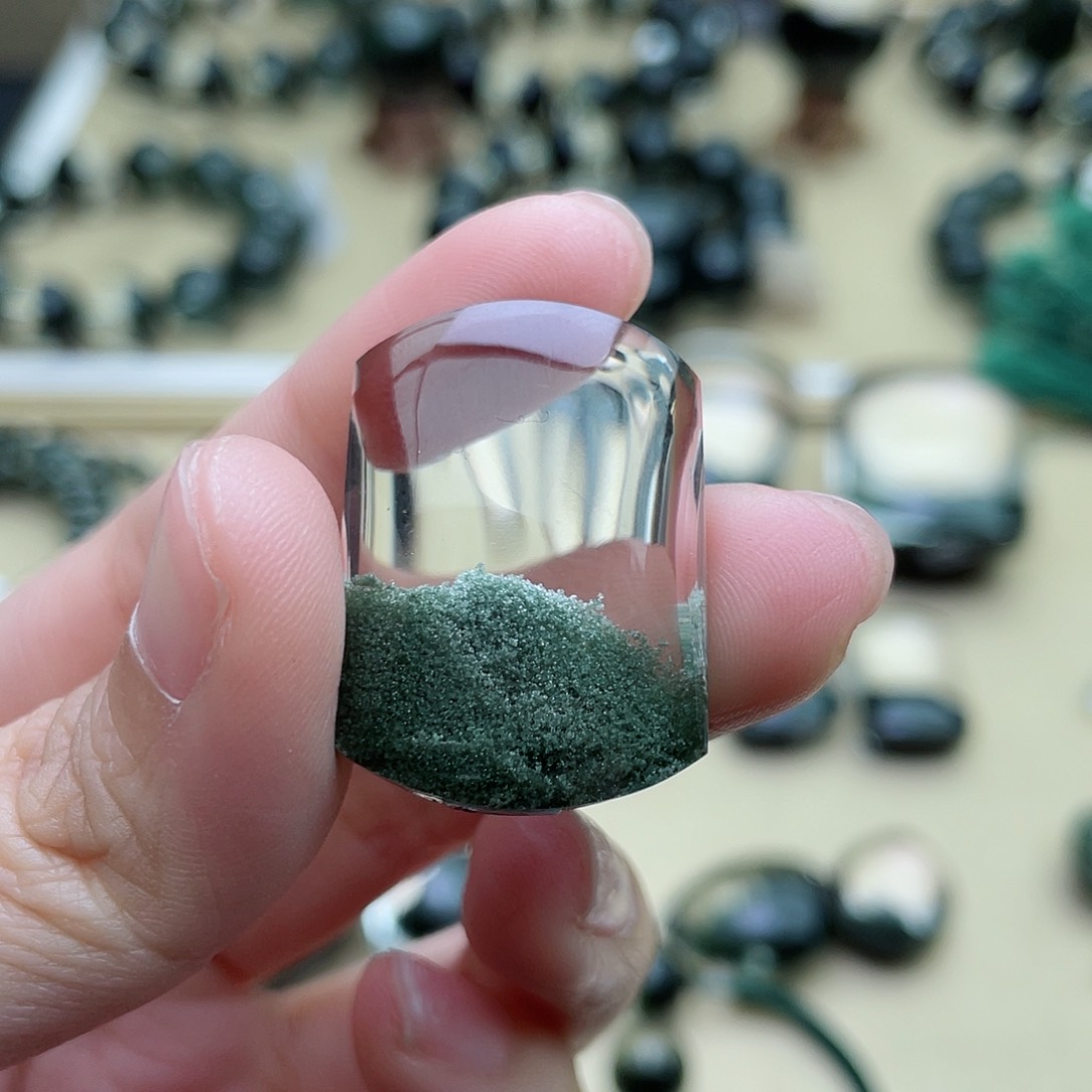 水晶颈饰未镶嵌绿幽灵聚宝盆吊坠