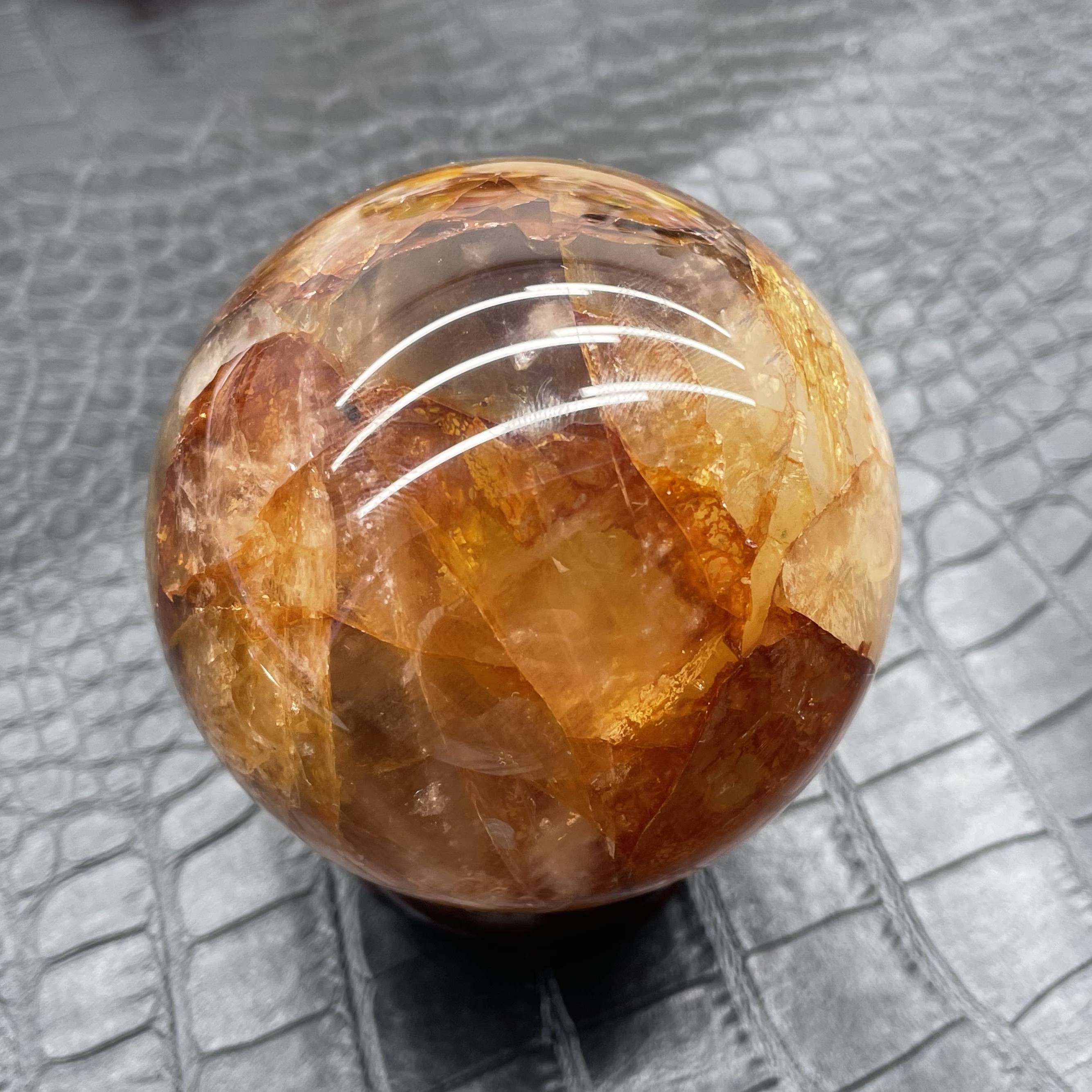 天然黄胶花水晶球家居办公玄关风水摆件