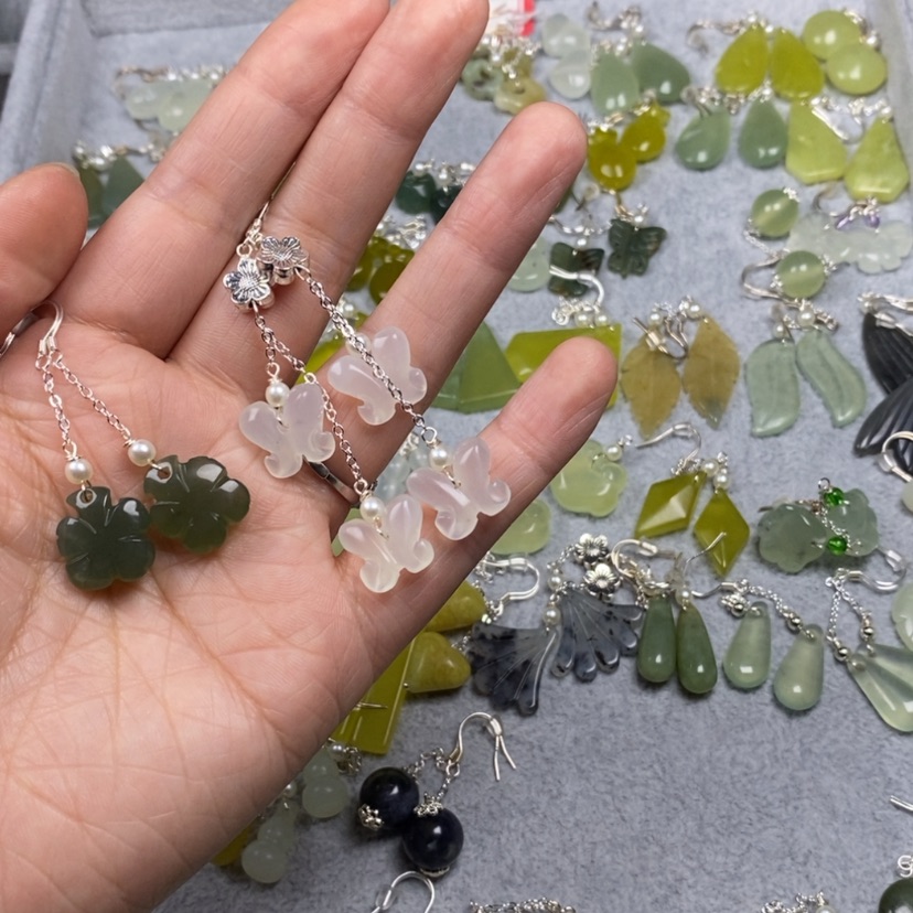 【闪购商品】蛇纹石玉挂件耳饰耳环项链未镶嵌燕*