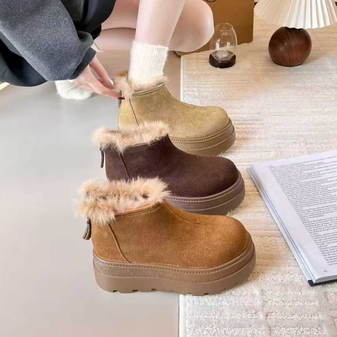 厚底增高女靴2025年冬季新款加绒加厚小个子百搭保暖棉靴2011 S