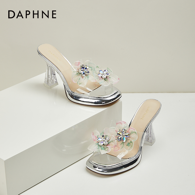 达芙妮【喵喵专属】9厘米高跟露趾凉鞋气质时尚百搭夏季细跟仙女风