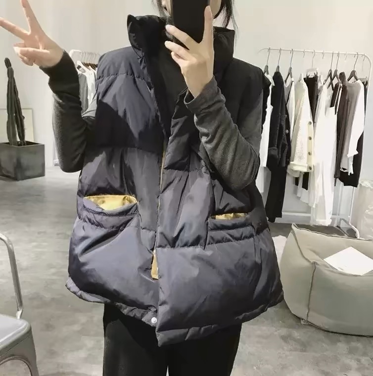113 G冬款韩版休闲棉短款马甲女加厚保暖时尚马夹面包服潮
