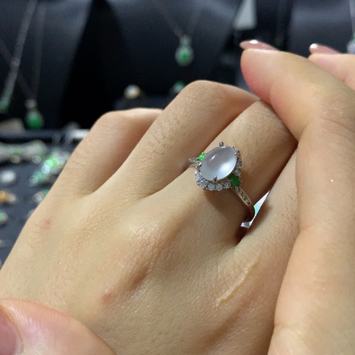 翡翠银S925镶嵌戒指