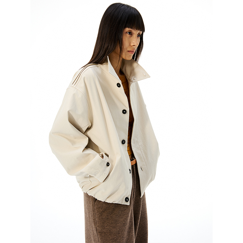 TDDP 率性都市 廓形立领短外套女2025新款秋季宽松显瘦质感夹克