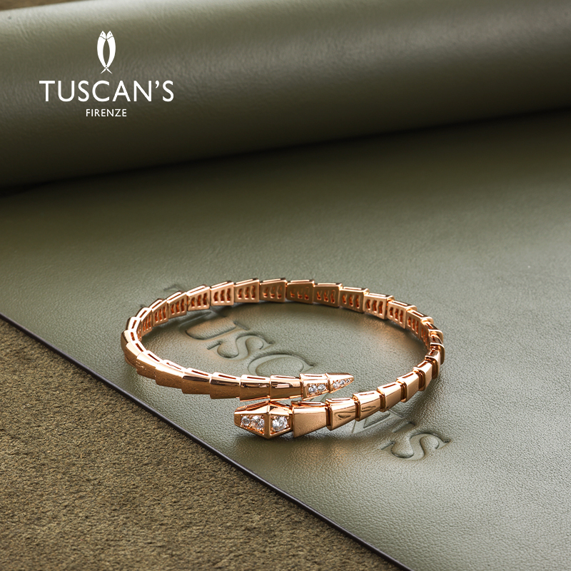 TUSCAN'S 铜合金合成锆石手镯 轻奢气质时尚经典蛇头精致手镯