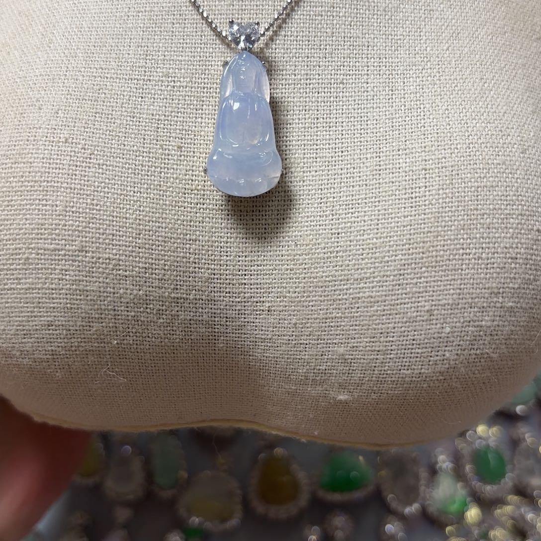 竹***君翡翠银S925镶嵌吊坠(不含链)