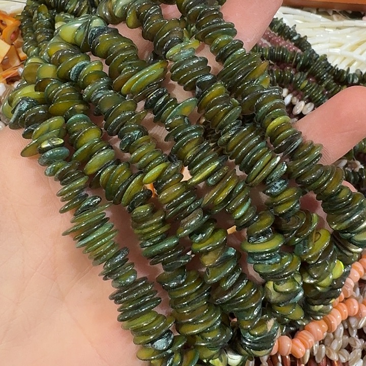 玛瑙/玉髓合金珠宝半成品2条绿色不规则片片