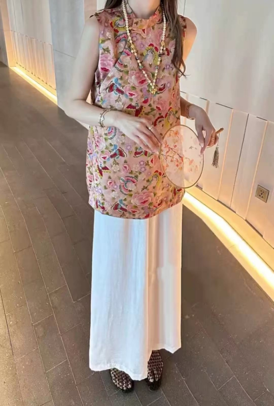 Z.X 国风玲珑盘扣提花印染无袖上衣 1125（C8架）