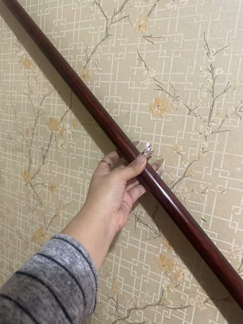 原木老料太极杖健身防身把玩圆棍