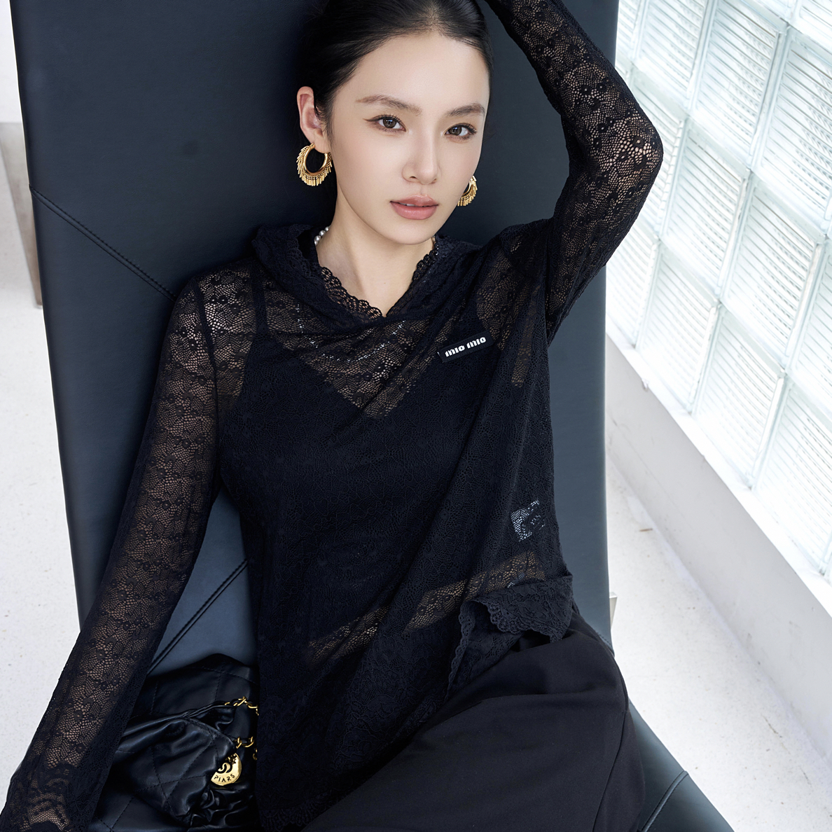 【店铺同款】LIVELY.YAN俪妍 #黑色蕾丝上衣#连帽