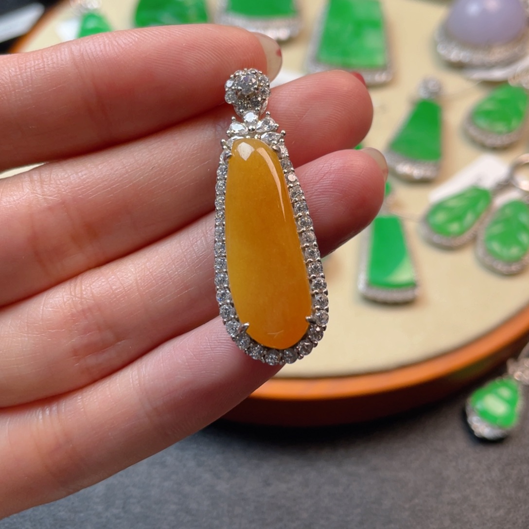 翡翠吊坠(不含链)银S925镶嵌